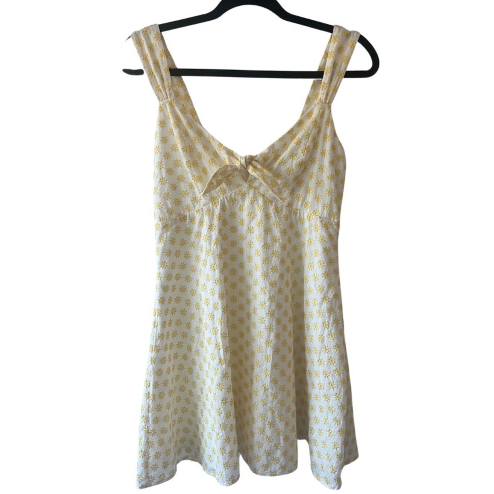 Blue Rain from Francescas Eyelet Dress - White & Yellow - Size Medium